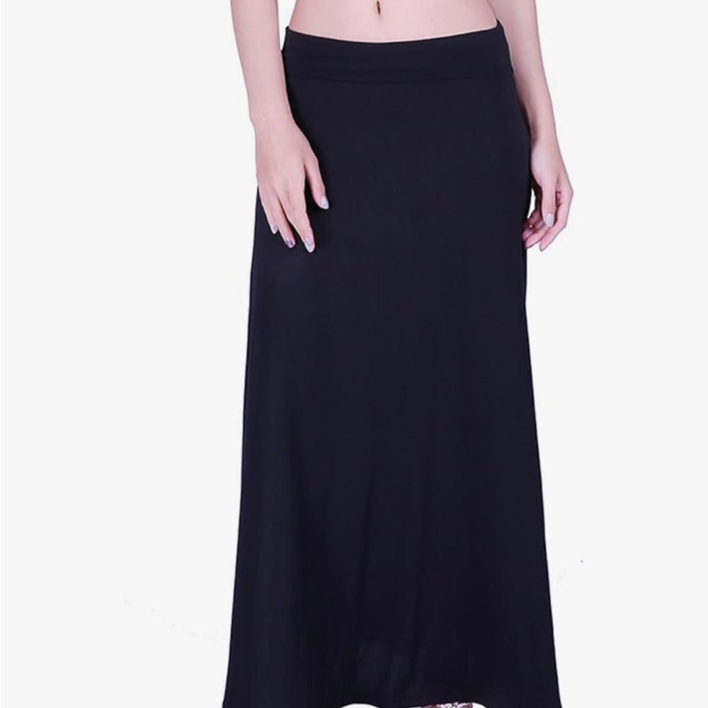 HDE Black Foldover Elastic Maxi Skirt